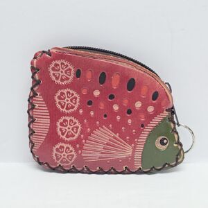 Boho Vintage Little Fish Coin Wallet Pouch Zip Closure and Key Chain